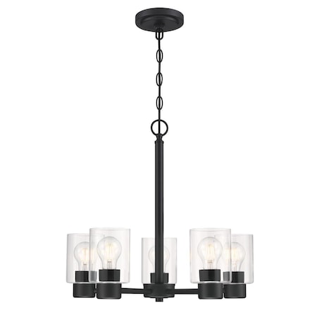 Westinghouse Chandelier 60W 5Lght Sylvestre, Matte Black Clear Glass 6115300
